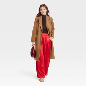 A New Day Women's Essential Wool Overcoat Jacket, Taupe Size Small